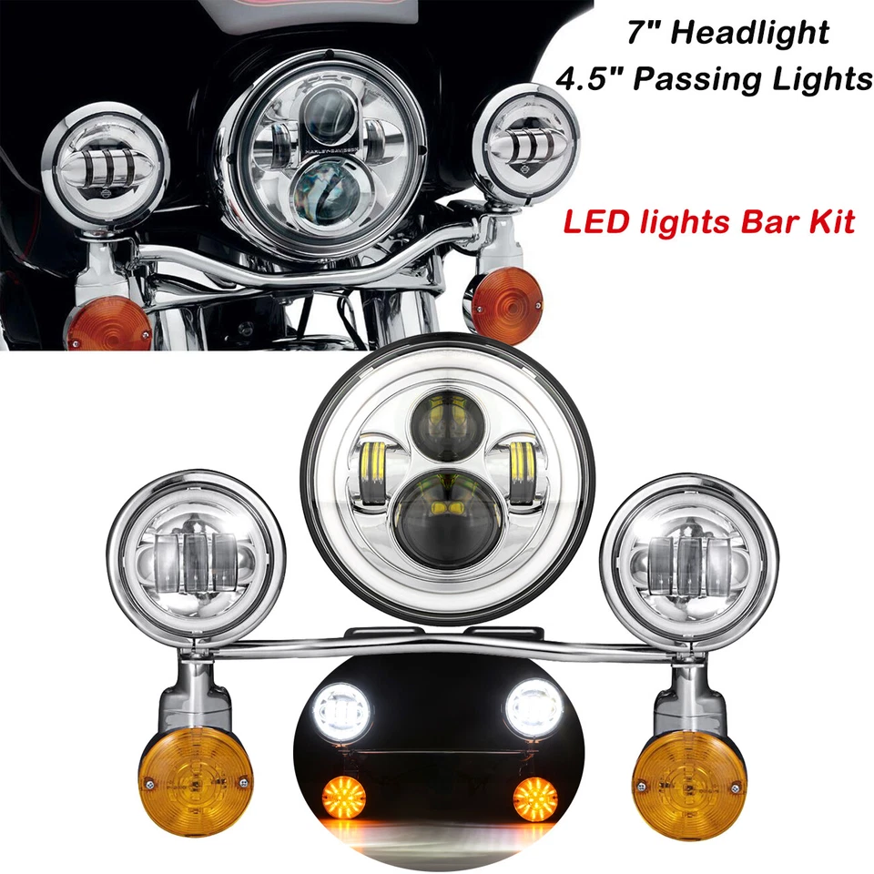 Faro LED 7" + Barra de luces de paso antiniebla para Honda Shadow Aero Ace Phantom VLX Foto 2 de 4