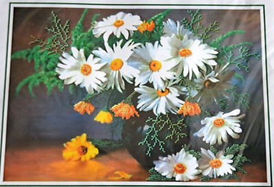 DIY 3D Ribbon Stitch Embellished Embroidery Kit - Daisy Flowers R005