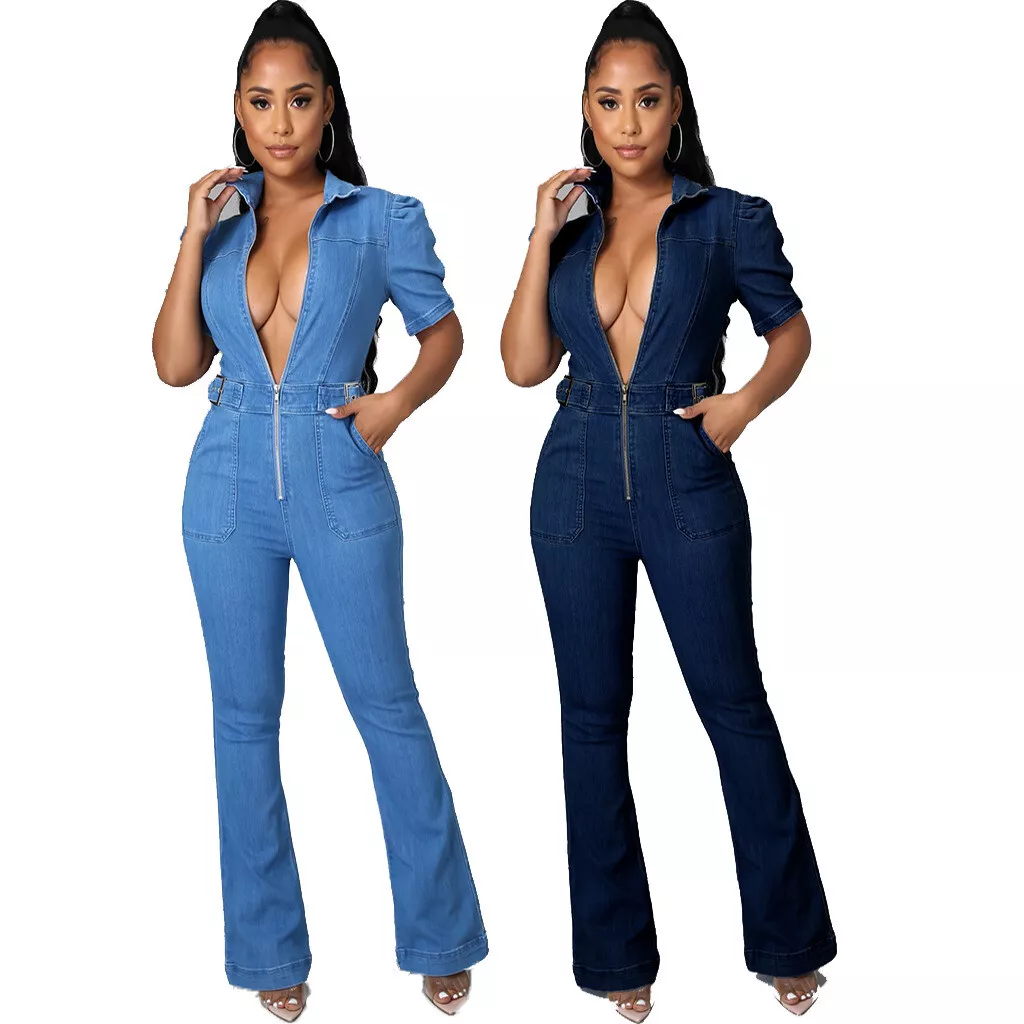 Whistles Short-sleeve Denim Jumpsuit in Blue | Lyst UK