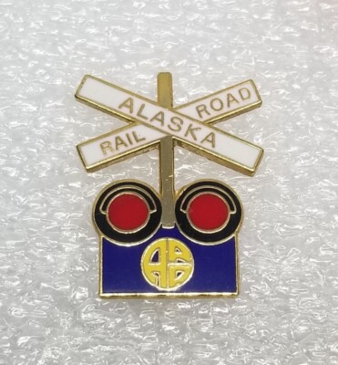 Alaska Railroad Signal Light goldfarbene Emaille Anstecknadel Hutnadel Eisenbahn Straße Logo