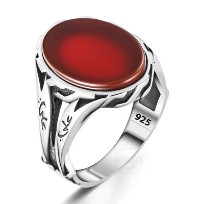 925 Sterling Silber Achat Stein Hazrat Ali Zulfiqar Schwert Herren Ring