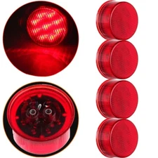 2pcs Red 12V LED 2" Round Truck Trailer Waterproof Side Marker Clearance Light
