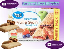 Fruit & Grain Bars Variety Pack 41.6 Oz 32 Count Great Value Apple Strawberry