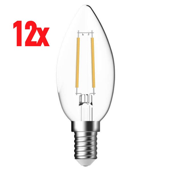 12 X Led Filament Leuchtmittel Kerze 4W = 40W E14 Klar 500 Lm Neutralweiß 4000K-image