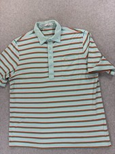 Criquet Striped Short Sleeve PLAYERS Polo Shirt Men's Large Blue