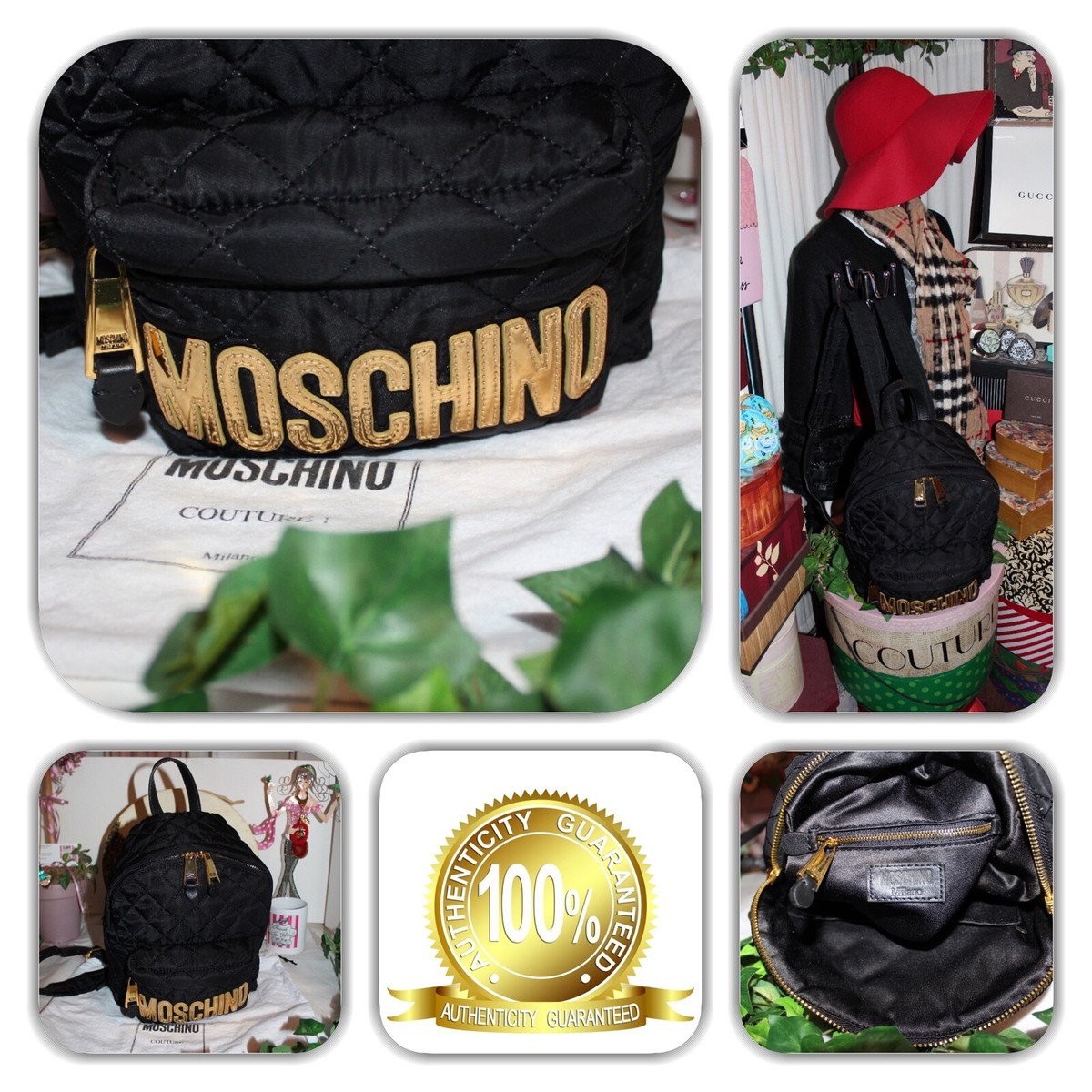 Moschino Black and Gold Quilted Backpack Leather backpack Moschino Black in Leather - 43690595 main image 2