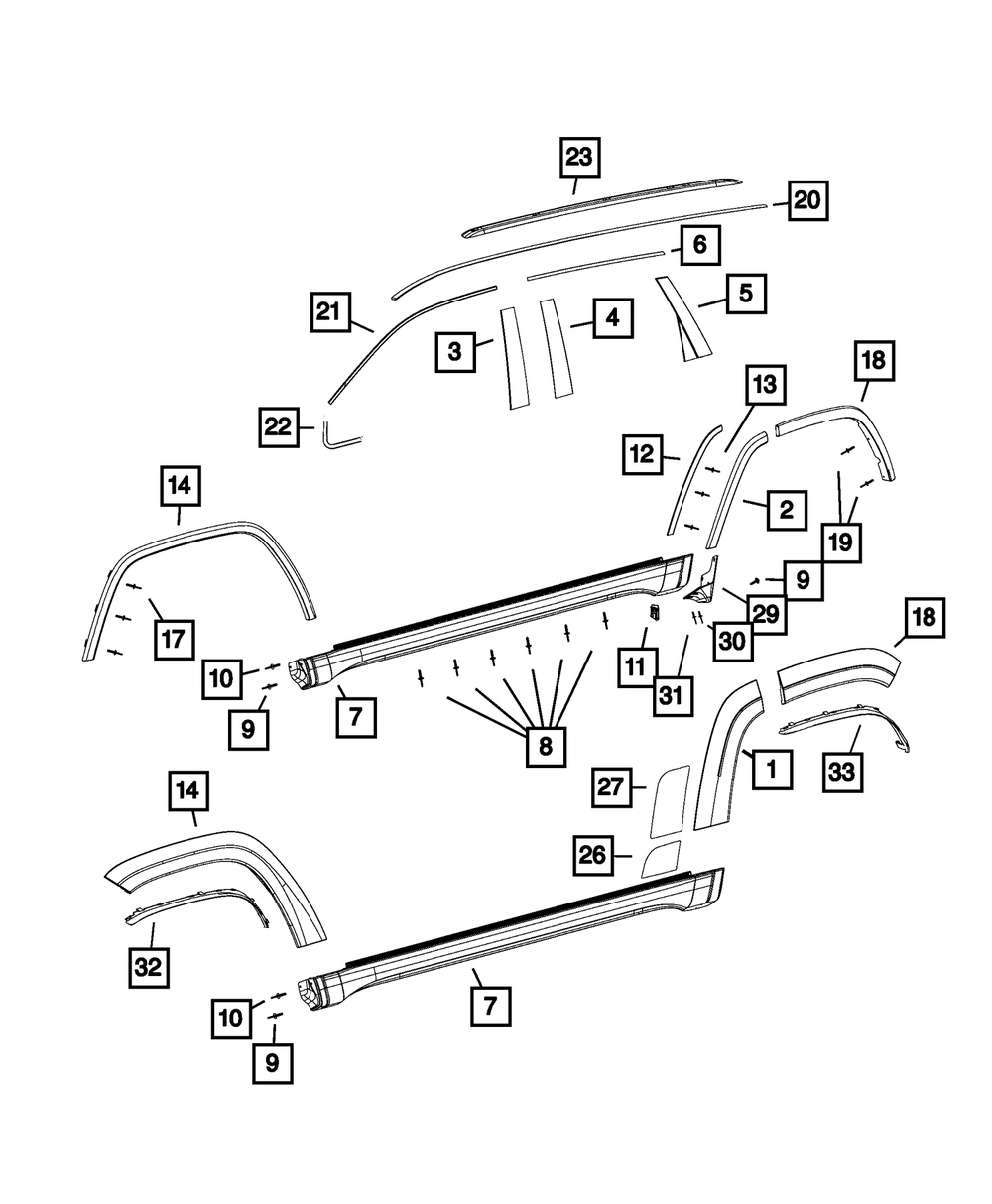 Genuine Mopar Wheel Flare Molding Right 1MP38RXFAF