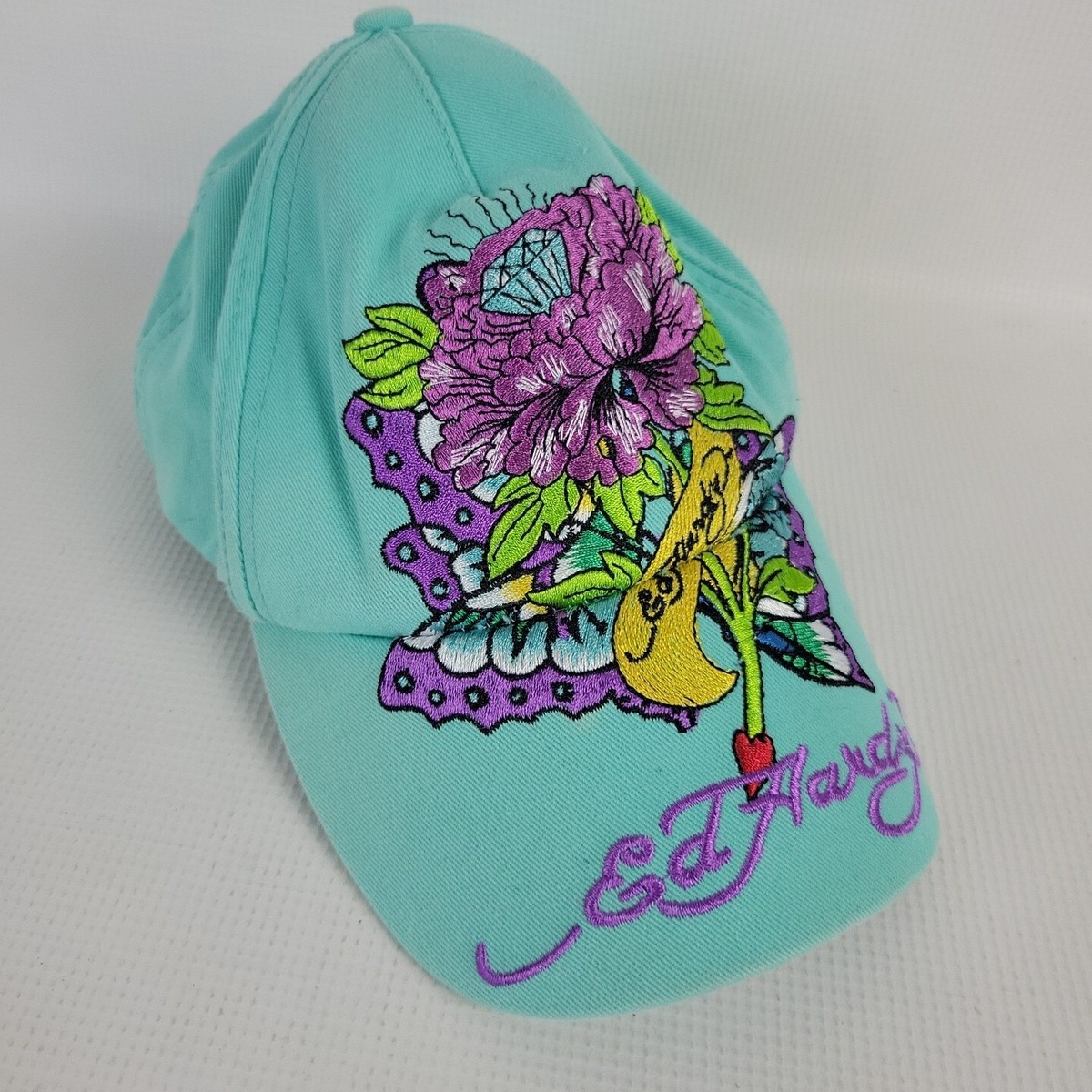 Ed Hardy Kids Hat Teal Adjustable Cap Youth Christian Audigier
