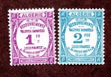 Colonies Françaises Algérie Taxes n°19,20 Nx TB cote 50 euros !