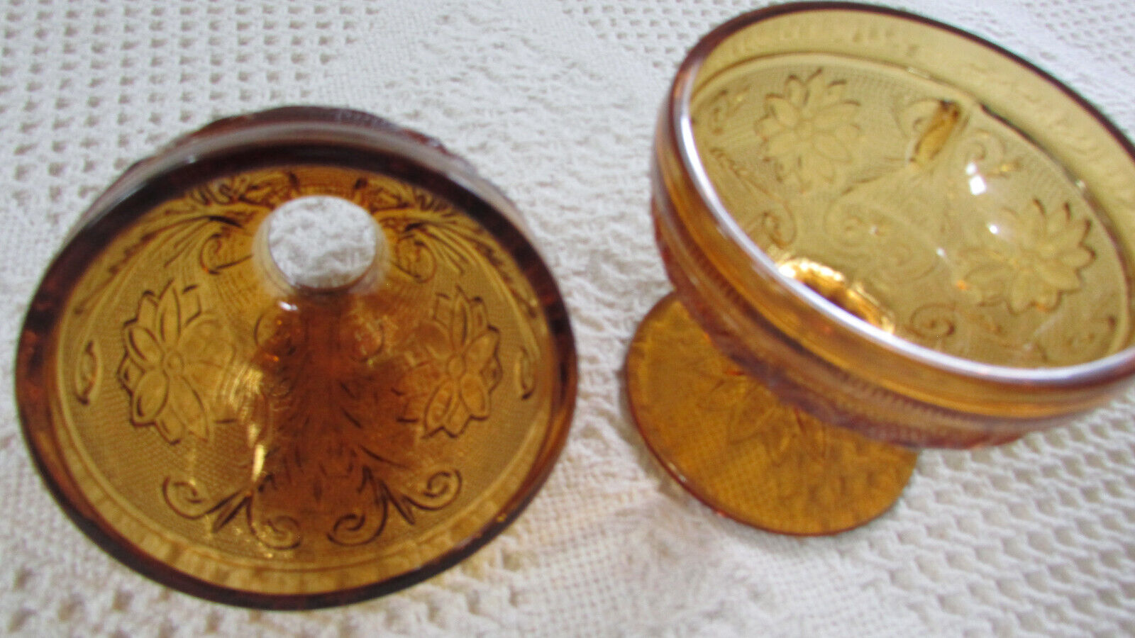 Fairy Tea LIGHT Lamp Vintage 6” TIARA Amber gold GLASS Pedestal CANDLE HOLDER