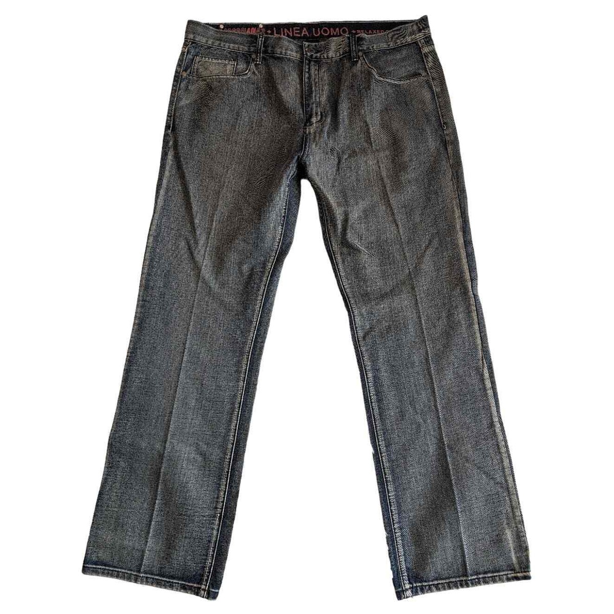 LINEA UOMO Relaxed Fit Straight Jeans Men's 40x34 Blue