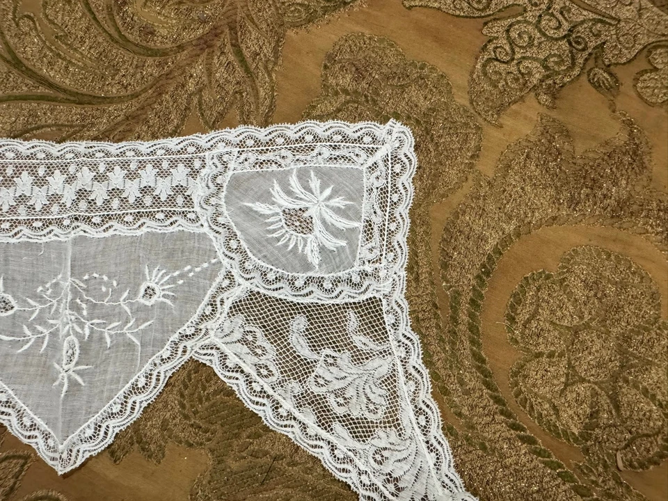 Antiguo cuello de encaje Bertha con bordado - estilo capa eduardiana, principios de 1900 Foto 4 de 4