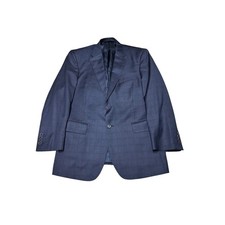 Jos. A. Bank Signature Gold Blazer Mens 41R Navy Blue Windowpane Wool Sport Coat