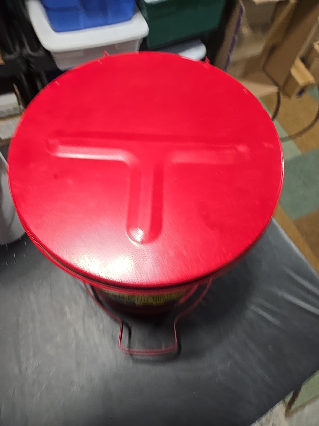 Justrite 09100 Oily Waste Can, 6 Gallon Capacity, Galvanized Steel, Red, Foot