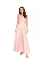 One-Shoulder Pink Floral Gown with Bow Detail New with tangs Size 12 