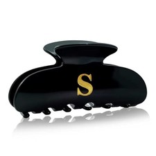 Initial Cute Hair Clips - Black Letter Elegant Hair Claw Clips, Glitter Black-S