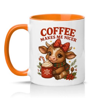 Kaffee macht mich schöner Damen 11 Unzen Keramiktasse niedliche Kuh Kaffeeliebhaber Geschenk