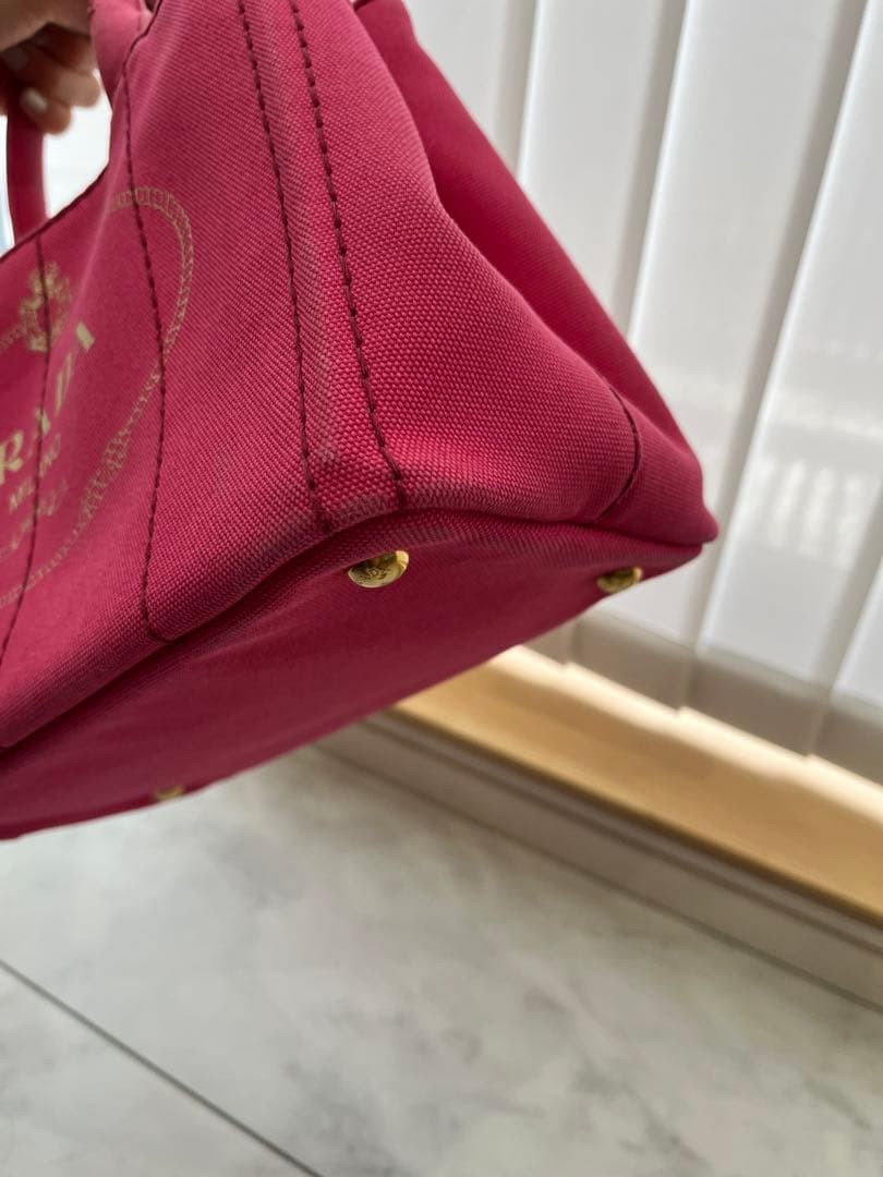 PRADA Canapa Tote Pink Tote Bag with Shoulder Strap S thumbnail 8