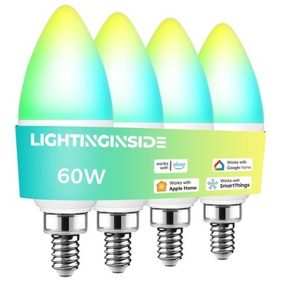 Matter E12 Smart Light Bulbs 60W Equiv., Compatible with Alexa/Apple Home/Goo...