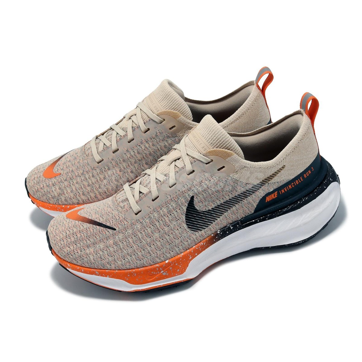 Size 9 - Nike ZoomX Invincible Run Flyknit 3 Oatmeal Safety Orange