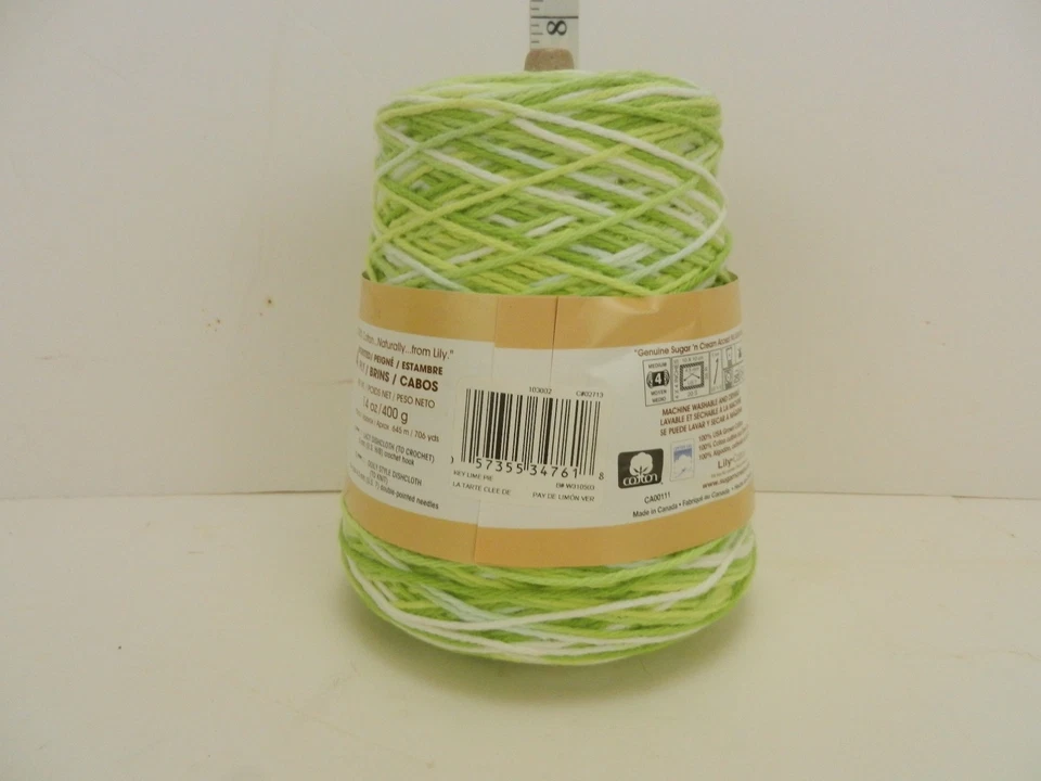 LILY Sugar 'n Cream 100 % algodón hilo 14 oz cono peinado 4 capas llave lima pastel verdes Foto 3 de 4
