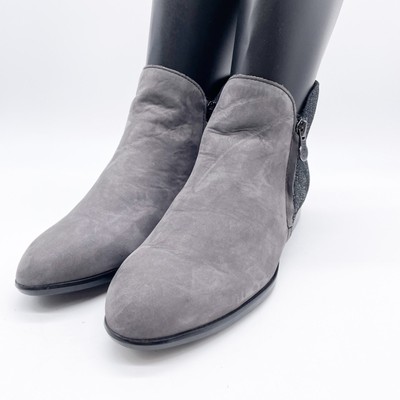 Munro Women's Averee Gray Black Leather Double Zipper Boot Size 8 M