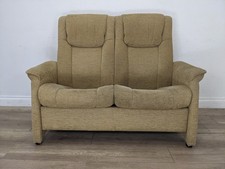 SOFA 2 Seater Dual Manual Recliner High Back Beige Fabric FREE DELIVERY