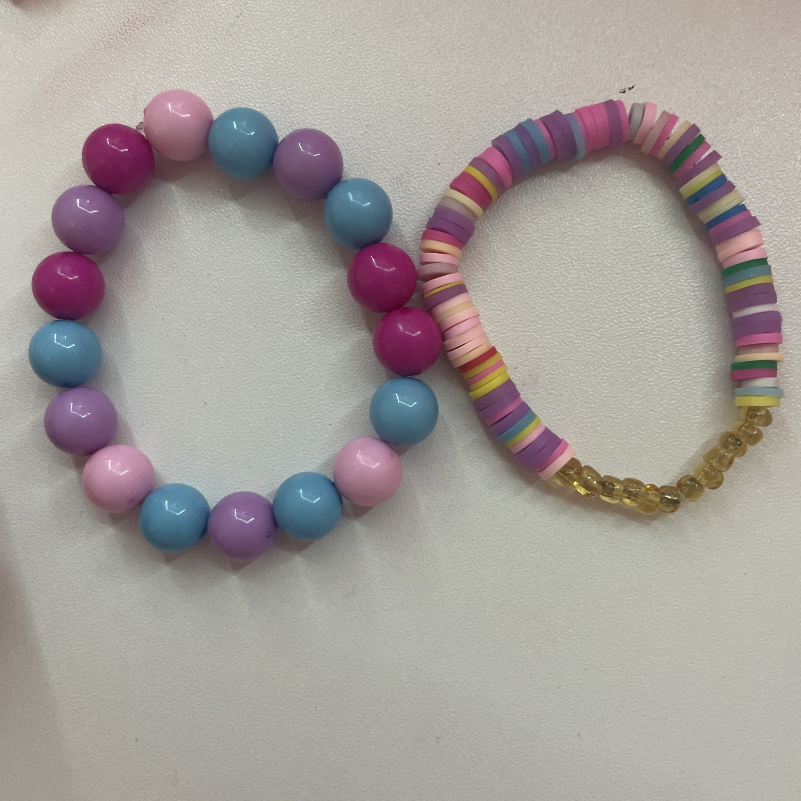 Round Bead & Clay Beaded Bracelet Set