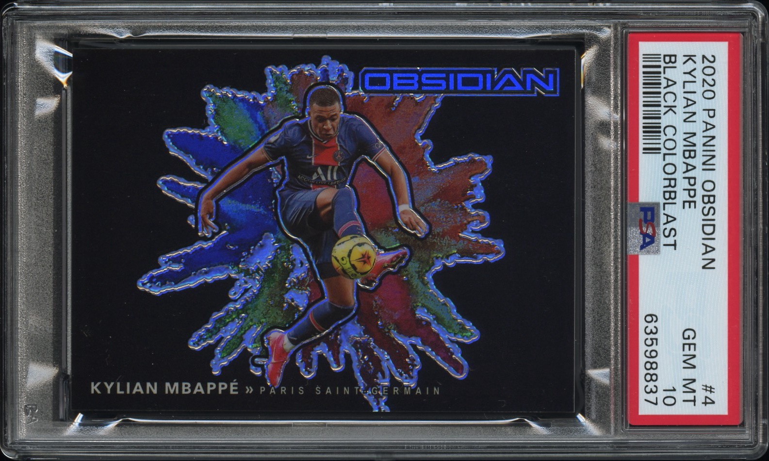 2020 Panini Obsidian #4 Kylian Mbappe Black Color Blast PSA 10
