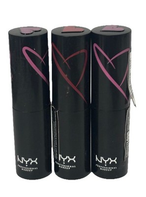 3x NYX Shout Loud Satin Lipstick 2x In Love SLSL07 + 1x 21st