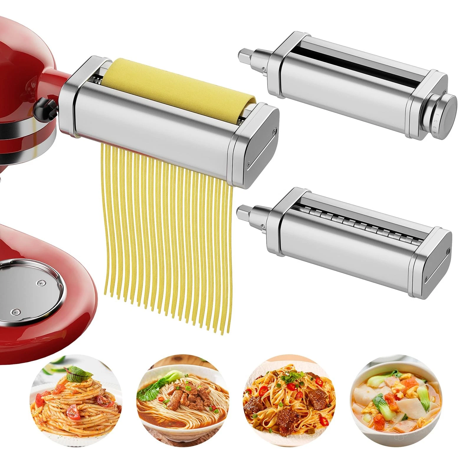 Pasta Attachment for KitchenAid Stand Mixers, Including Pasta Roller, Spaghet...