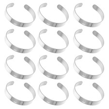 10Pcs Silver Stainless Steel Bracelet Blanks Adjustable DIY Cuff Blanks