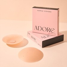 ADORE Nipple Covers - Adhesive Silicone Nipple Pasties for Women Reusable, Nude