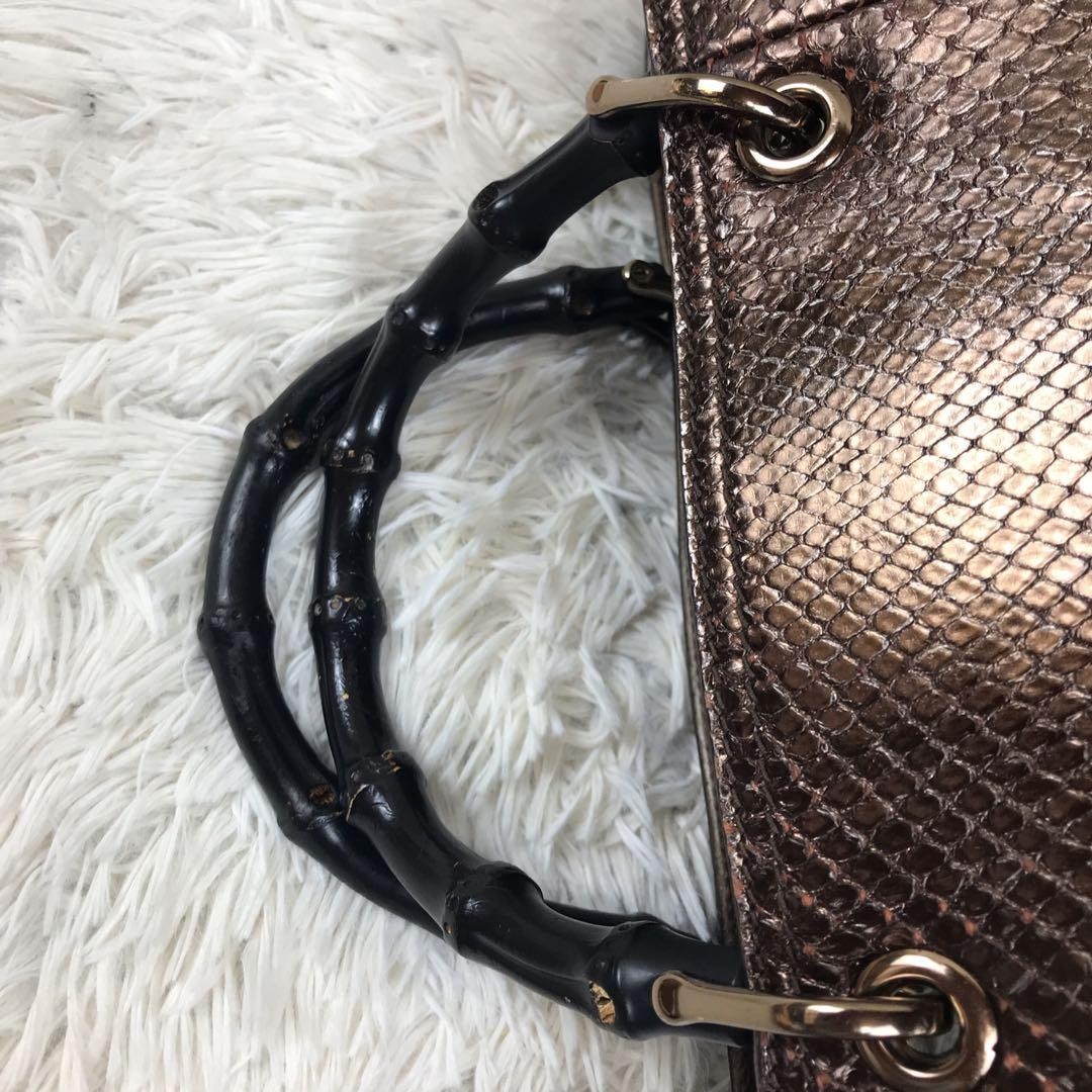 GUCCI Bamboo Python Handbag - image 12