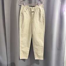 Vtg MFG Jeans Beige Denim Pants Marithe Francois Girbaud Tapered Size 11/12