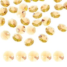 35Pcs 14mm Crystal Octagon Beads 2-Hole Glass Suncatcher Beads Golden