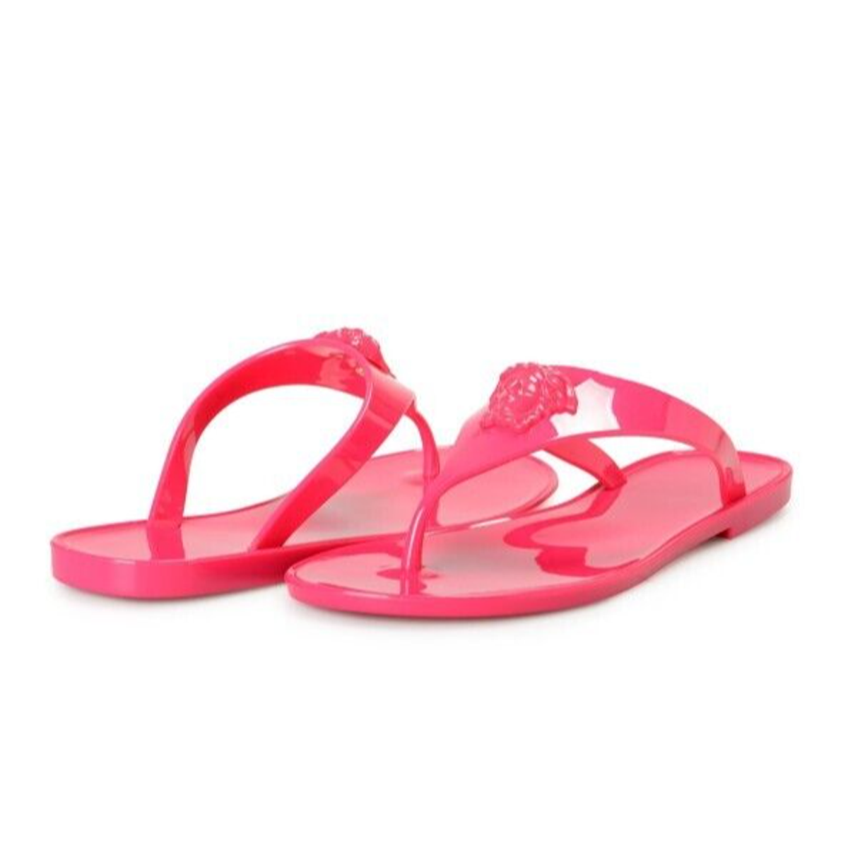 NIB Versace Size 37 US 7 Pink Pool Slide Gomma Sandals Slip 