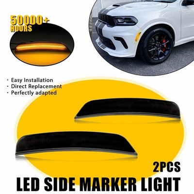 Smoked Amber For 2021-2025 Dodge Durango LED Front Bumper Side Marker Light EXXI