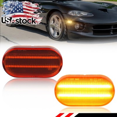 2X Amber Lens Full LED Front Side Marker Light For Dodge 1992-2002 Viper SR I II