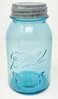 Vintage #13 Blue Ball Perfect Mason Quart Jar 1923-1933 Zinc Milk Glass Lid