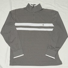 IZOD Performance Mens 1/4 Zip Pullover Fleece Jacket Gray Striped Size Medium M