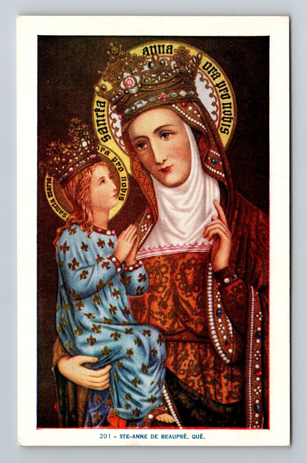 Canada- Quebec St. Anne de Beaupre Basilica Saint Anna & Child Vintage Postcard