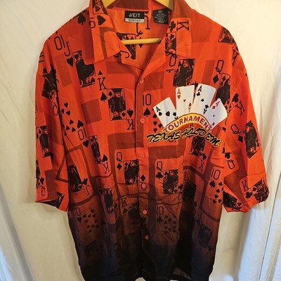 JET Streetwear Texas Hold Em Button Up Poker Short Sleeve Shirt  Men s Size xxl