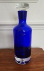 Ultimat Vodka Cobalt Blue & Clear Heavy Glass Bottle w/Stopper 11"Hx3.75"W Euc — photo 2