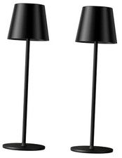 Cordless Table Lamp Rechargeable - KK 2 Pack 2 Pack 14in - Circle Shade Black