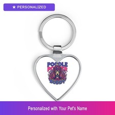 Custom Poodle Pet Lover Keychain Personalized Name Heart Shaped Dog Easter Gift