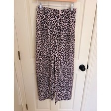 Leopard Print Wide Leg Track Pants Side Stripe size M
