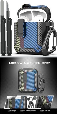 AirPod 1 / 2nd Gen Hard Case w/cleaner LED visible Futuristic Rugged