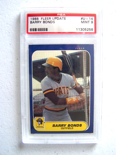 (087)  1986 FLEER UPDATE #U-14 BARRY BONDS ROOKIE CARD GRADED PSA 9