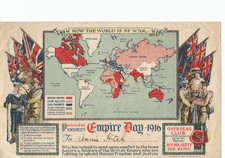 Rare Overseas Club Certificate Empire Day 1916 Showing "How the world is at war